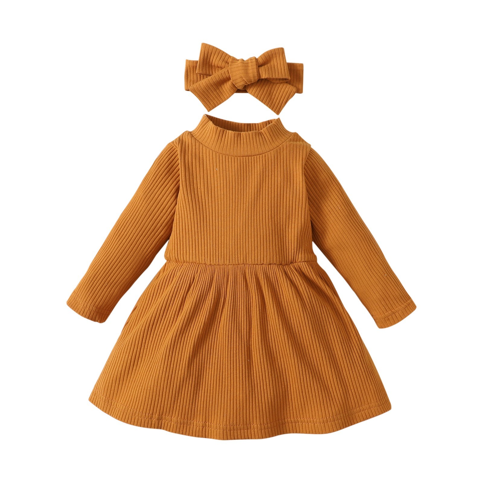 JSCDRPDWL Girls Dresses Girls' Dress Summer Style Long Sleeve Dress French Princess Dress+Hairband Children's Clothing Dresses for Girls Orange 3-6 Months